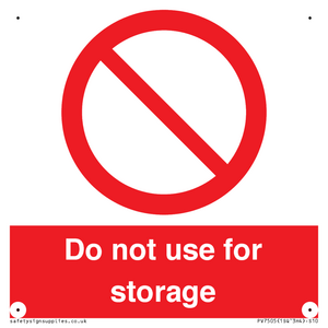 Do not use for storage